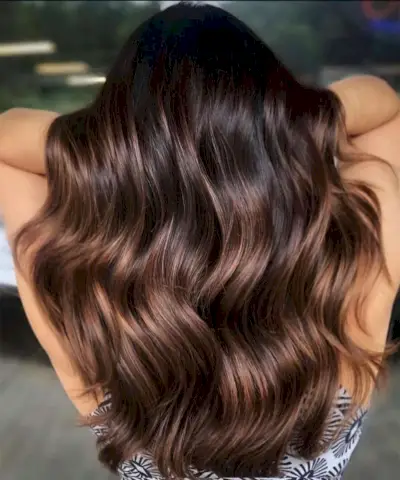Deep caramel coffee balayage