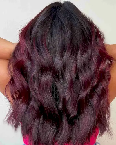 Merlot Wine on Dark Hair for the Fall Season