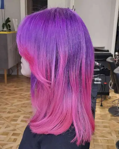 Purple Blended Into Pink Hair Color