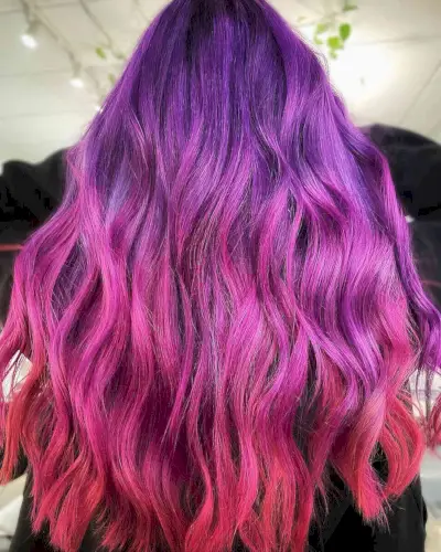 Purple to Pink Ombre with Red Tips