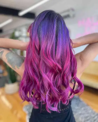 Gorgeous Purple to Pink Ombre Hair Color