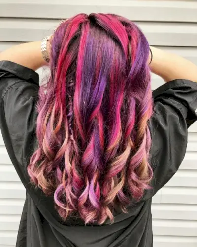 Blonde Pink and Purple