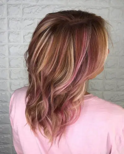 Ginger Red Hair With Pink Highlights