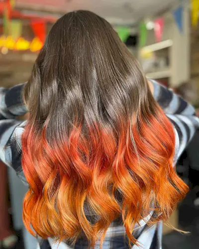 Y2K Two-Toned Brown and Orange Color for Long Hair