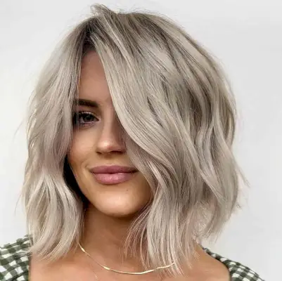 Ash Blonde Bob with Dark Roots