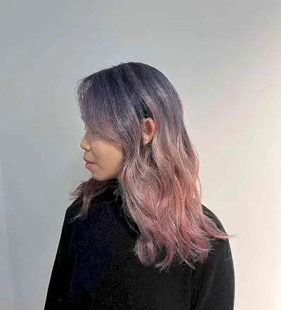 Picture of a rose gold ombre hair color