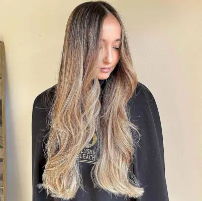 Stylish Waste-Length Brown to Caramel Ombre