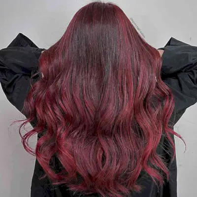 Burgundy Red to Red Wine Reverse Ombre