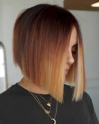 soft dark to auburn copper ombre