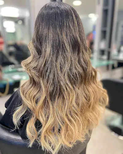 Sophisticated Black to Light Brown Ombre Tips
