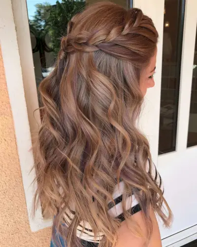 Long Brown Hair with Purple Highlights