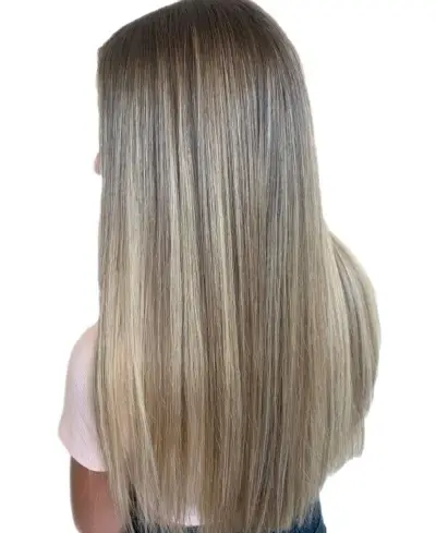 light ash brown with light golden blonde highlights