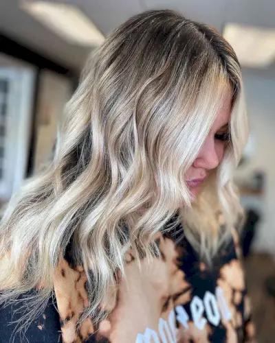 Platinum Balayage Blonde Ombre on Brown Hair