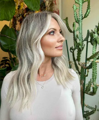Ash Platinum Blonde Balayage with Money Pieces