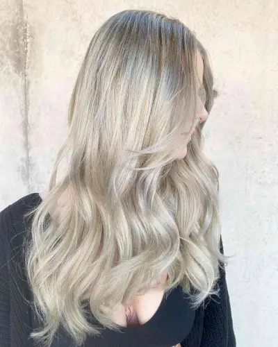 Pale Blonde Balayage with a Root Melt