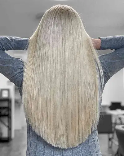 Long and Sleek Platinum Barbie Blonde Hair