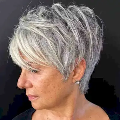 Tapered Salt and Pepper Pixie