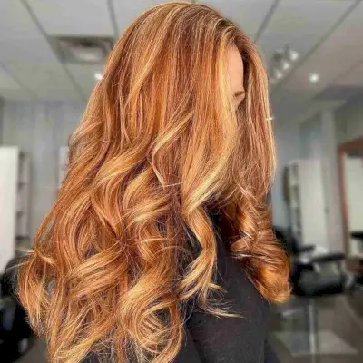 Stunning Copper Red with Honey Blonde hair color