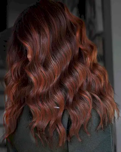 Deep Copper Red Hair with waves for dimension