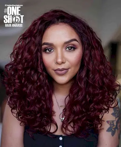 Dark Red Cherry Curly Hair