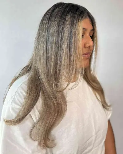 Warm Mushroom Blonde with Dark Roots