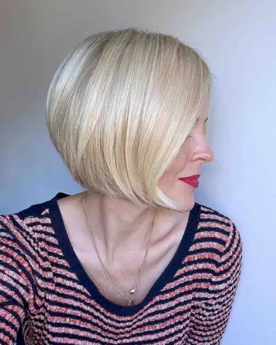 cute short bob with light ash blonde color