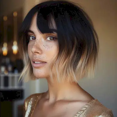 Short Black Hair with Blonde Tips