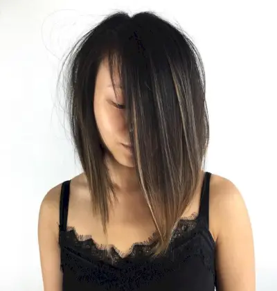 Natural Jet Black Hair with Golden Blonde Streaks