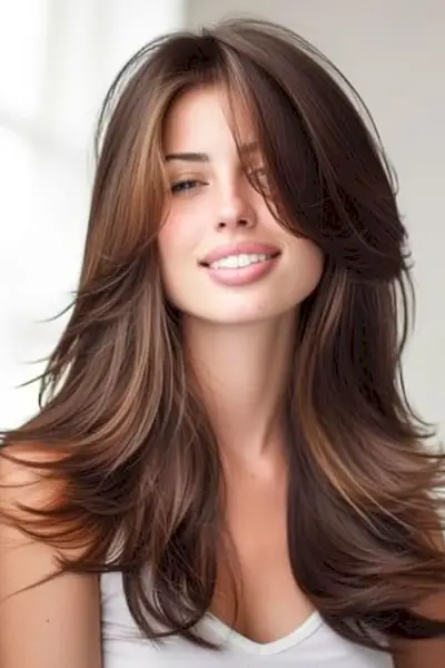 Corte de pelo en capas con navaja para cabello largo.