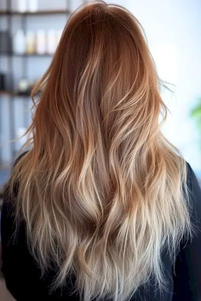 Lon capas ombre fragmentadas, vista posterior.