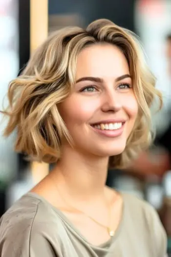 תסרוקת קצרה של בוב גלי גלי.