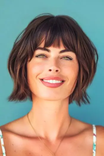 צ'ופי בוב עם פוני תסרוקת קצרה.