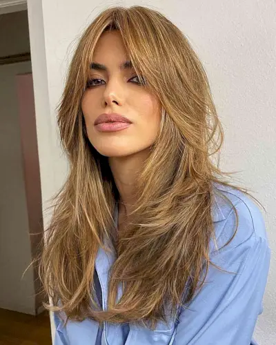 Modern Long Layered Cut with Curtain Fringe