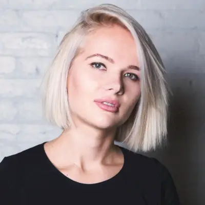 Squared Off Neck-Length Blonde Bob