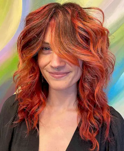 Modern Shag Cut with Side Swept Bangs