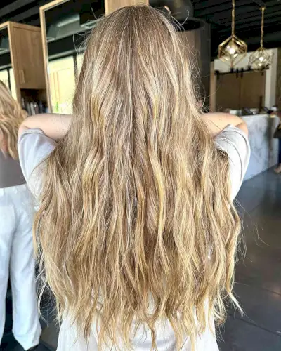 Modern Bronde Color and Long-Length Mermaid Haircut
