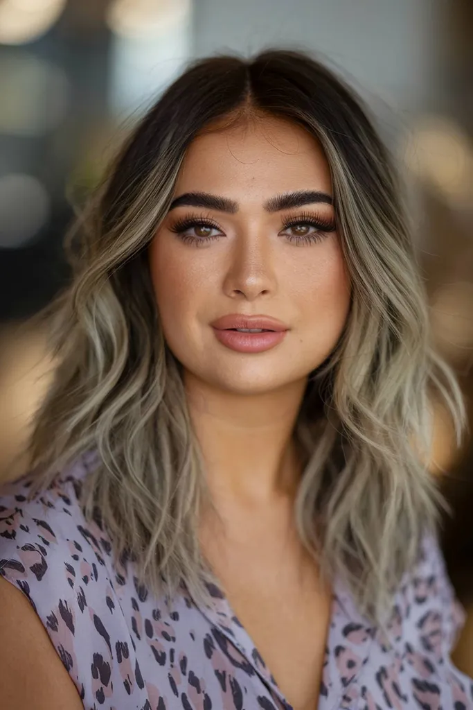 Stredne hustý účes pre husté vlasy a okrúhlu tvár' title=