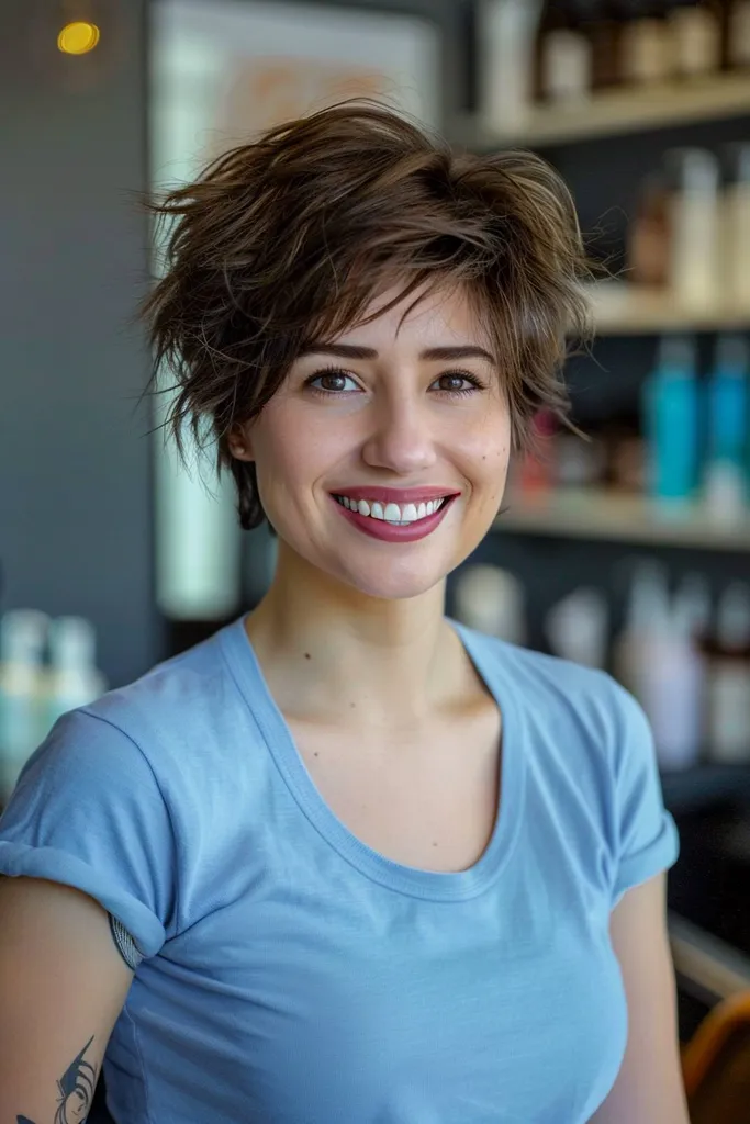 Pixie huňatý účes' title=