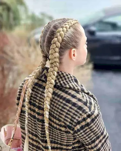 Long Softball Braids with Blonde Extensions for Young Ladies