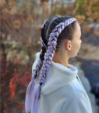 Softball Lavender Braids on Kids