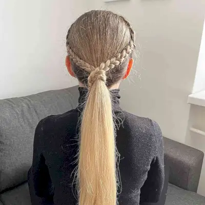 2 Braids 1 Ponytail Softball Hairstyle for Ladies