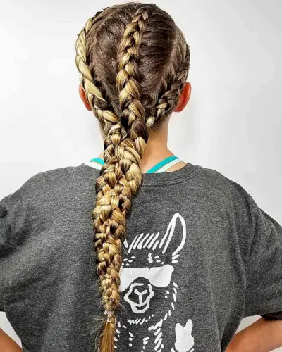 Long Interlaced Braids for Softball Girls