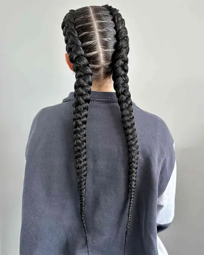 Long and Chunky Softball Dutch Braids on Girls