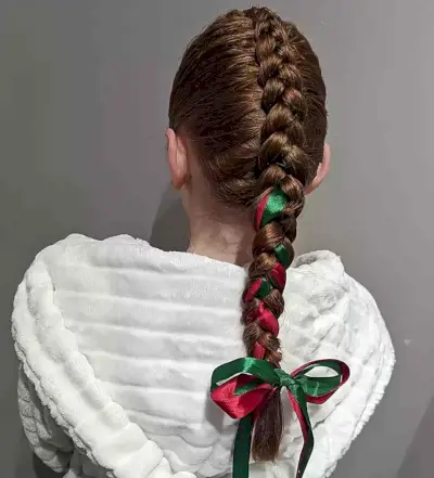 Medium Easy Braided Softball Style with Ribbon for Young Women