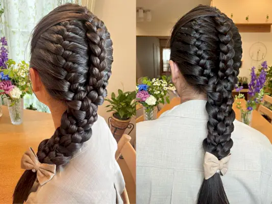 Softball Low Pony with French Braids for Girls