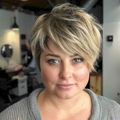 Long Choppy Pixie Cut for a Fat Face