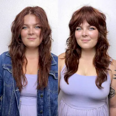 Razored Shag with Curtain Bangs for Full Faces