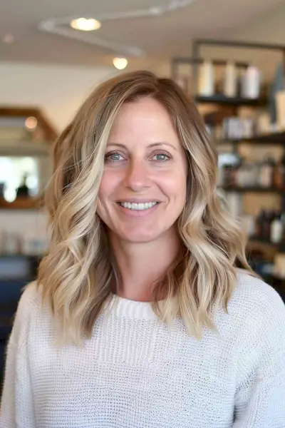 Mid-Length Beach Waves for Women Over 40