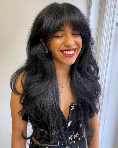 Mermaid Wavy Long Hair with Bottleneck Bangs