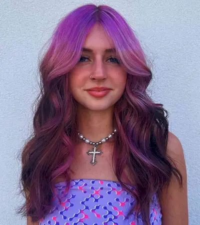 Long Purple Mermaid Hair with Soft Waves